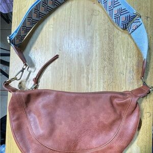 ANTHROPOLOGIE Urban Originales Crossbody Outfitters Brown Satin Lined Bag